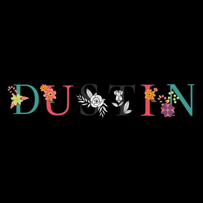 DUSTIN Nom Art avec fleurs brodées