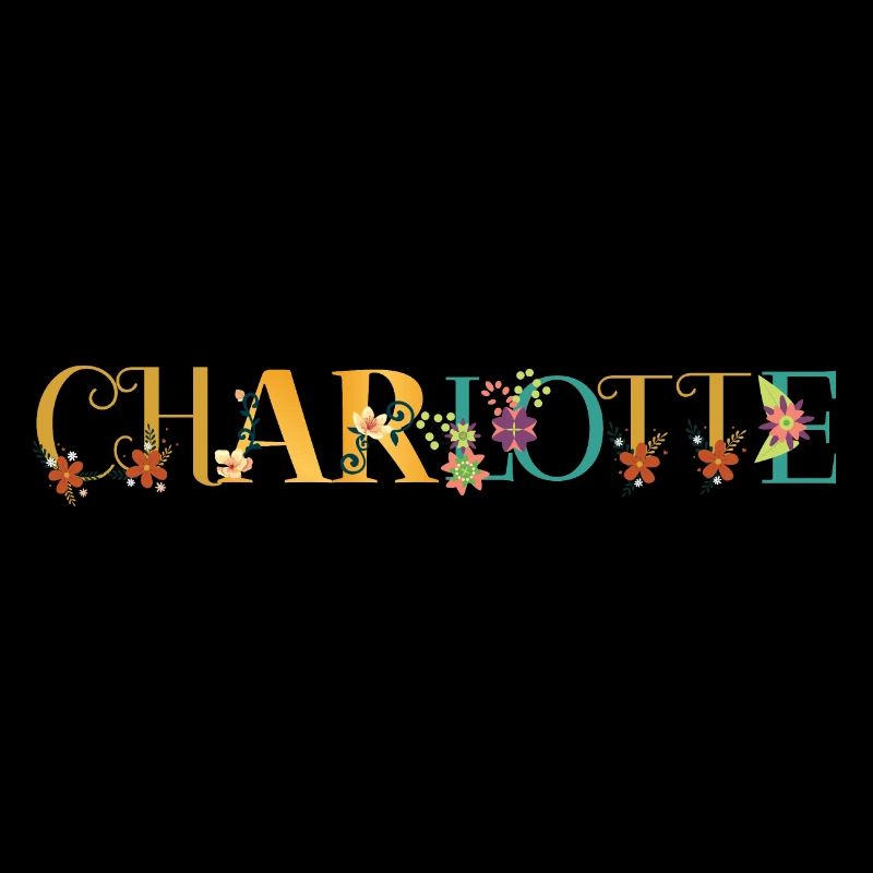 CHARLOTTE Prénom Art avec fleurs brodées