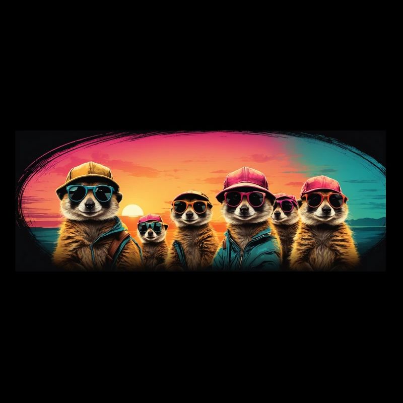coole Erdmännchen mit Basecap und Sonnenbrille
