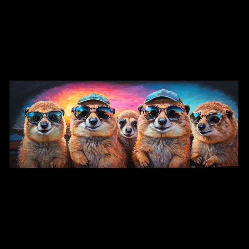 coole Erdmännchen mit Basecap und Sonnenbrille