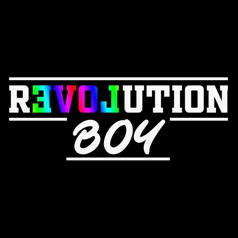 Revolution Boy Rainbow Pride Text Graphic