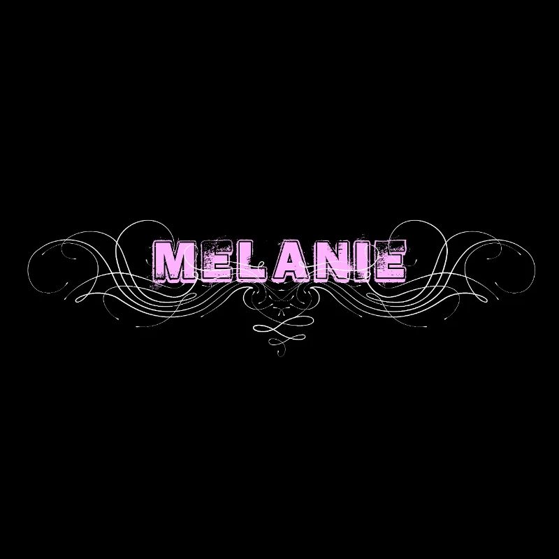 MELANIE lettering with decorative lines