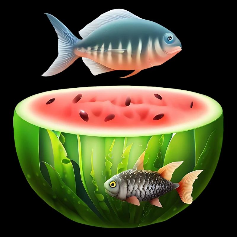 Watermelon aquarium with fish