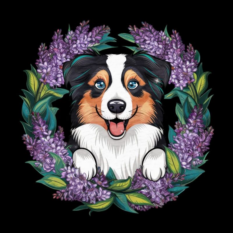 Australian Shepherd Motif with Lilac