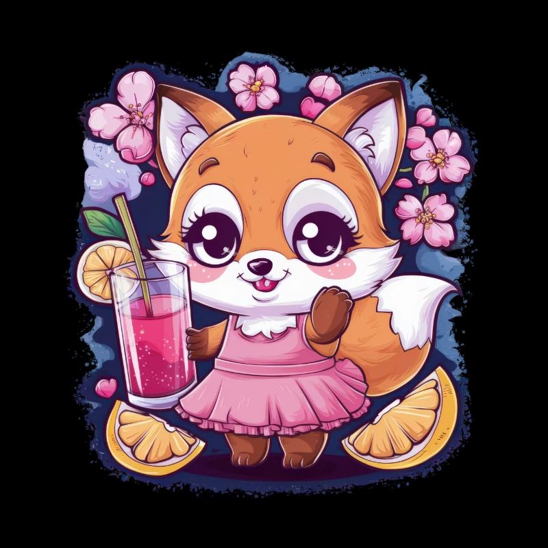 Fuchs mit Limonade, Zitrone, Kirschblüte