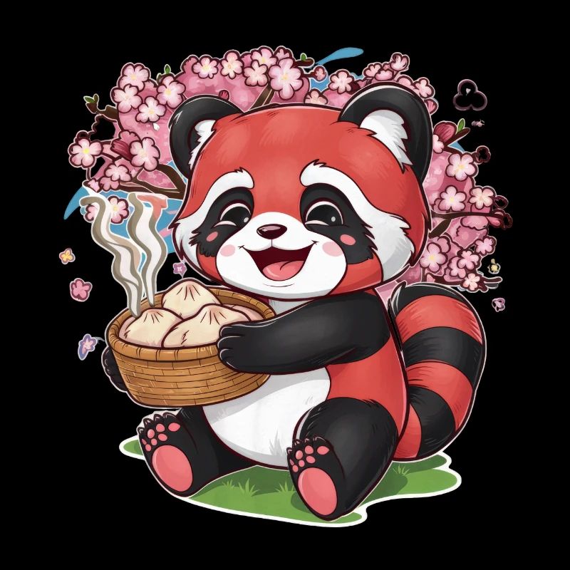Red Panda Kawaii with Stuffed Dumplings