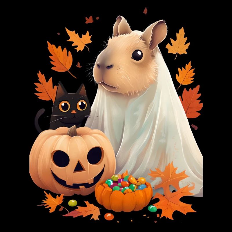 Halloween Capybara Katze Geist Geschenkidee