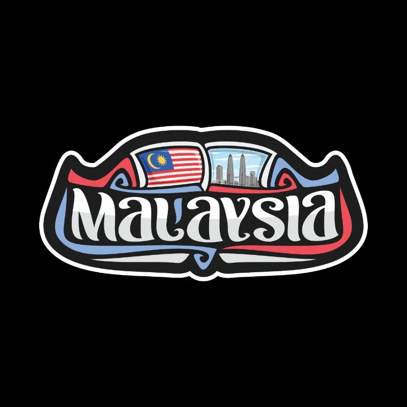 Logo de l’autocollant souvenir de voyage du drapeau de la Malaisie