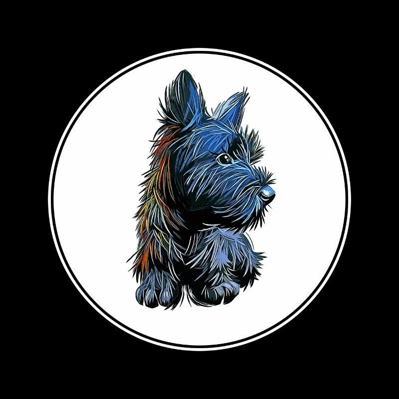 Skye Terrier Dog Watercolor Illustration