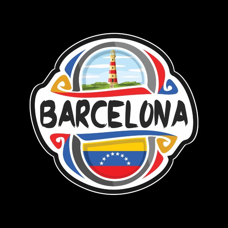 Barcelone Venezuela Drapeau Voyage Souvenir Badge Sta