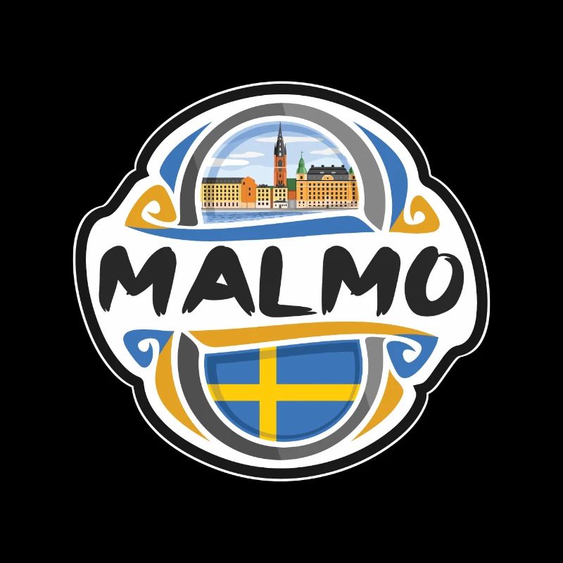 Malmö Suède Drapeau Badge Voyage Souvenir Timbre