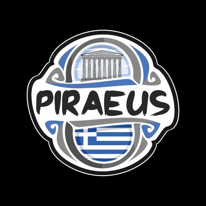 Le Pirée Grèce Drapeau Badge Voyage Souvenir Timbre