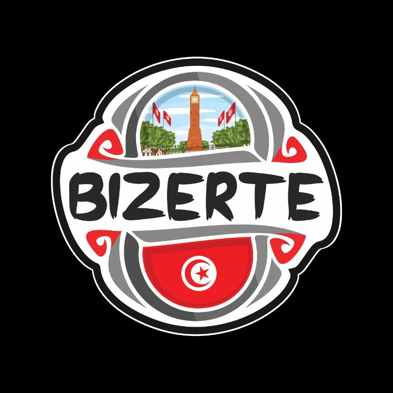 Bizerte Tunisie Drapeau Badge Voyage Souvenir Timbre