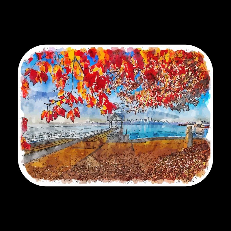 Vancouver Canada Watercolor Sketch Illustration