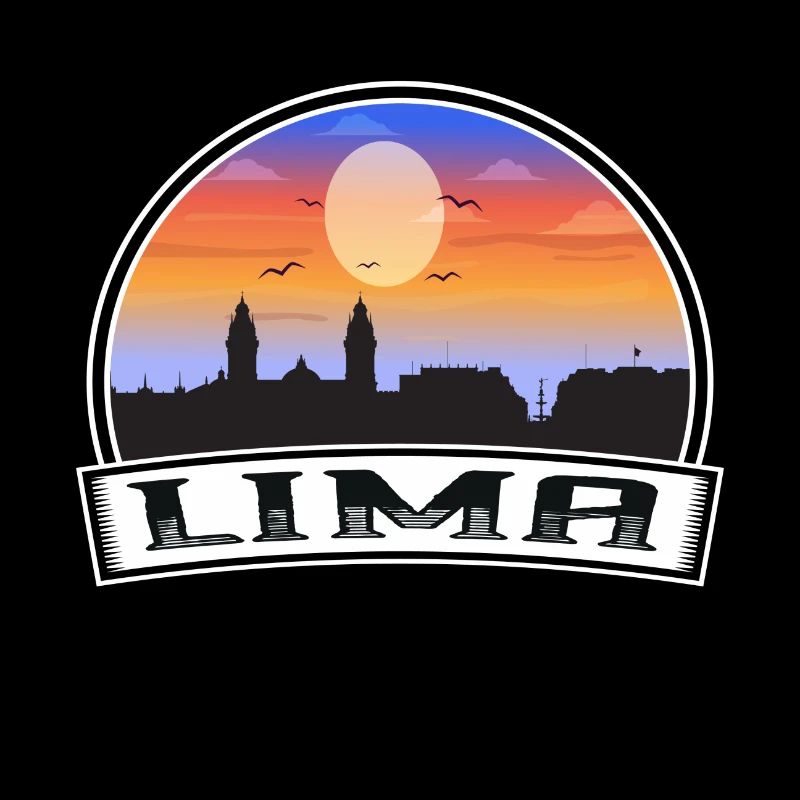 Lima Pérou Skyline Vintage Sunset Souvenir de voyage