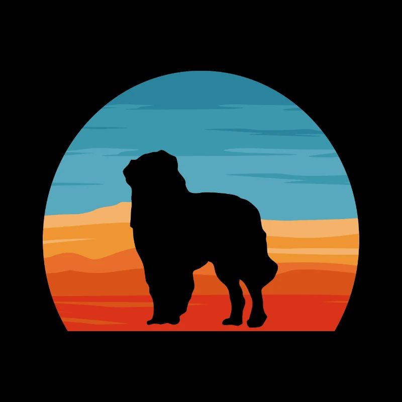 Carpathian Shepherd Dog Silhouette Retro Sunset