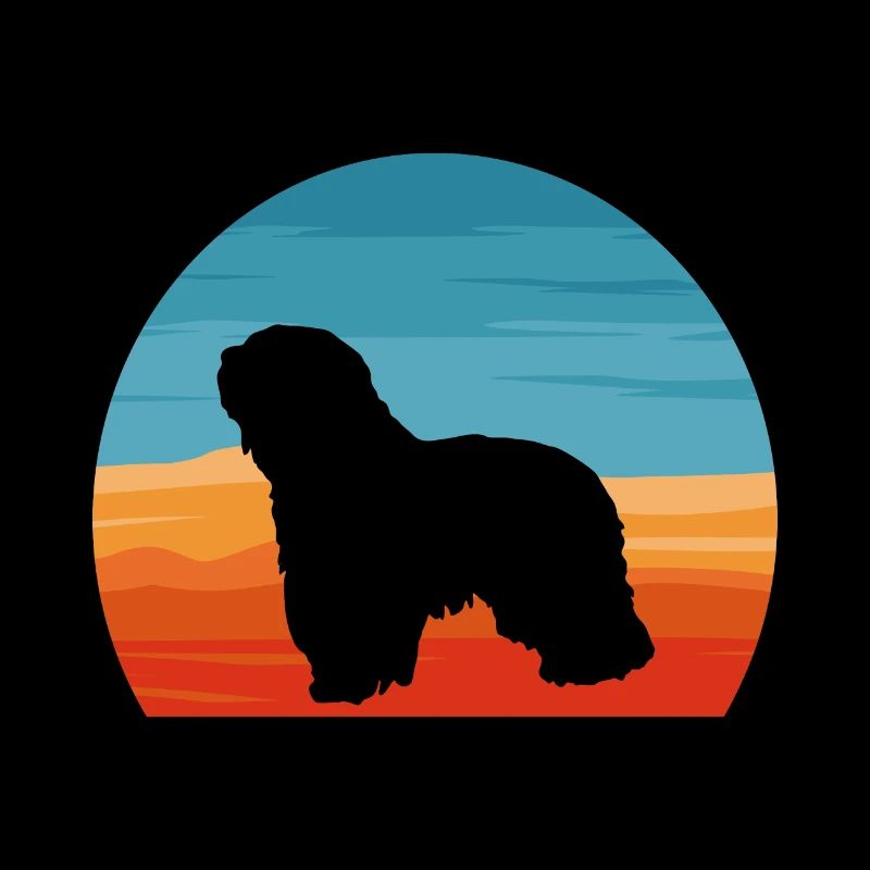 Cao Da Serra De Aires Dog Silhouette Retro Sunset