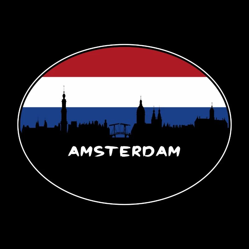 Amsterdam Netherlands Flag Skyline Silhouette Trav