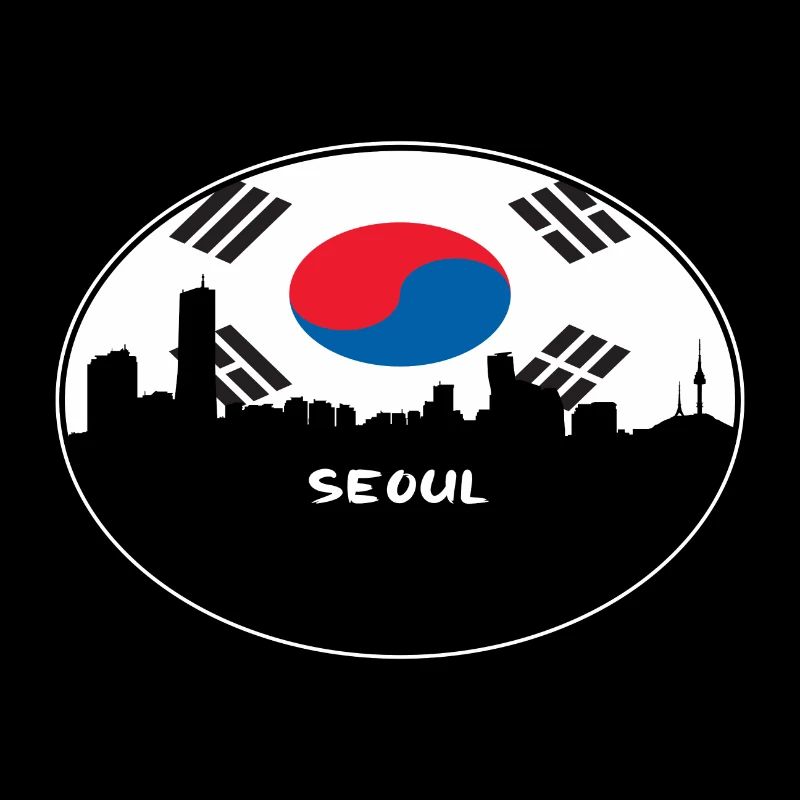 Séoul Corée du Sud Drapeau Skyline Silhouette Travel