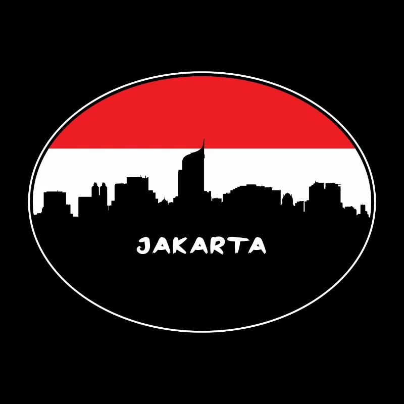 Jakarta Indonésie Drapeau Skyline Silhouette Travel