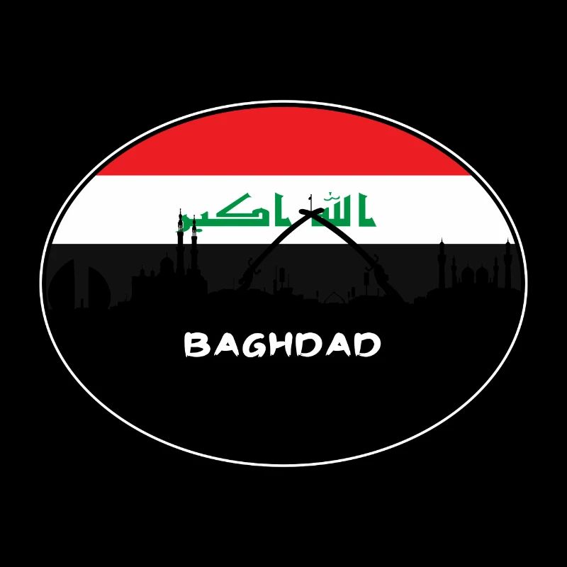 Bagdad Irak Drapeau Skyline Voyage Silhouette