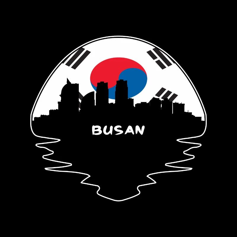 Busan Corée du Sud Flag Skyline Silhouette Voyage