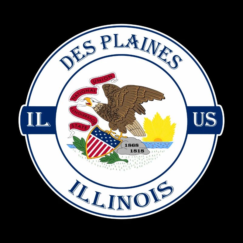Des Plaines Illinois Flag USA Souvenir Badge