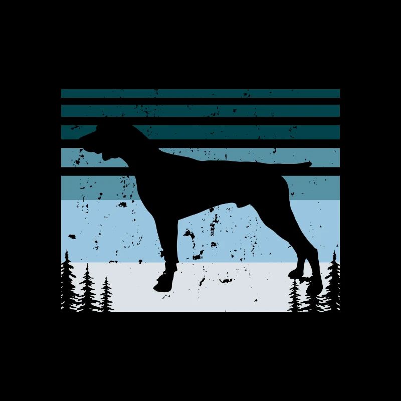 German Shorthaired Pointer Dog Silhouette Retro