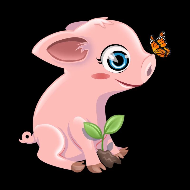 Pig with a butterfly