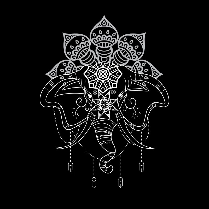 Éléphants dessin mandala Bouddha Chakra