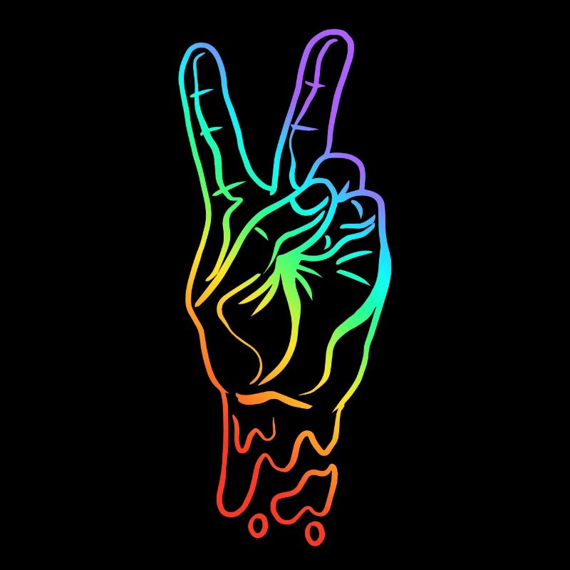 Frieden Peace Handzeichen Regenbogen Farben