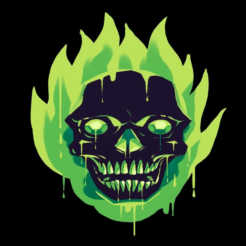 Fearful and beautiful skull on fire design