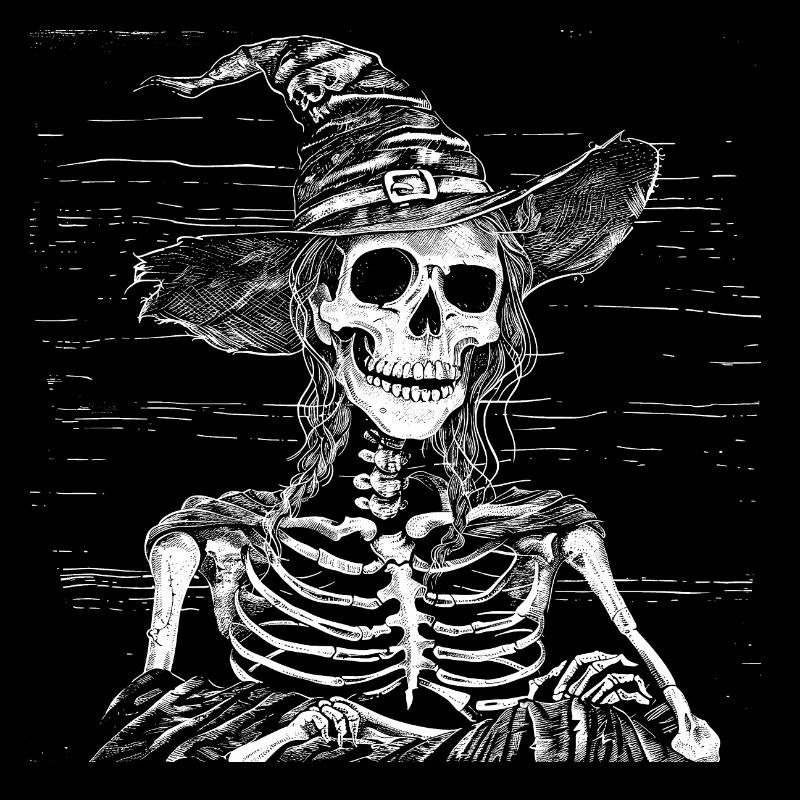 Dark Skeleton Witch with Witch Hat