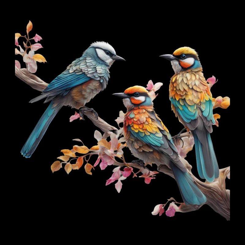 Oiseaux perchés sur une branche