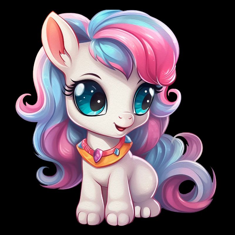 Petit poney en bleu rose