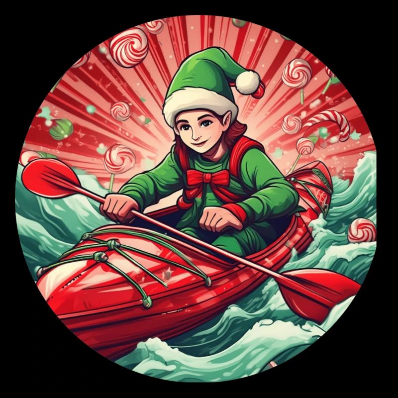 Christmas elf kayaking