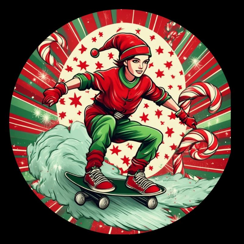 Elfe de Noël Skateboard