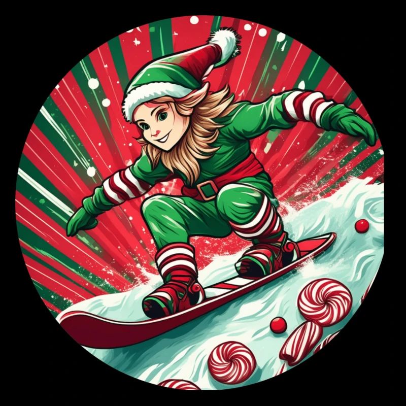Christmas Elf Snowboarding