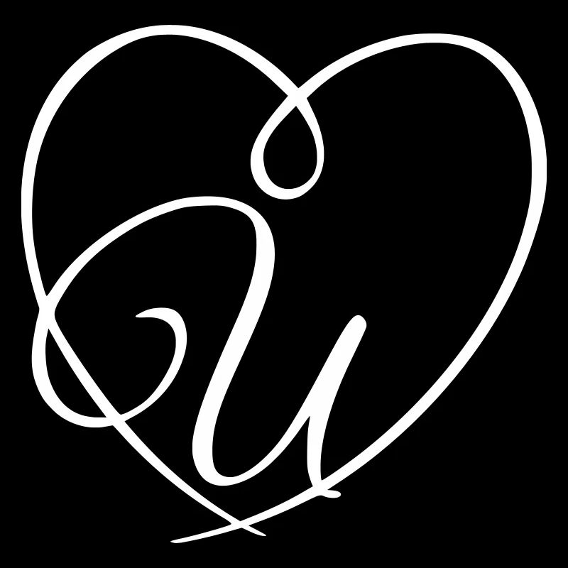 Letter U Calligraphy Heart