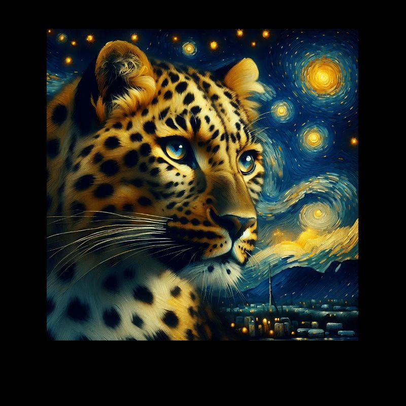 Amur Leopard Starry Night
