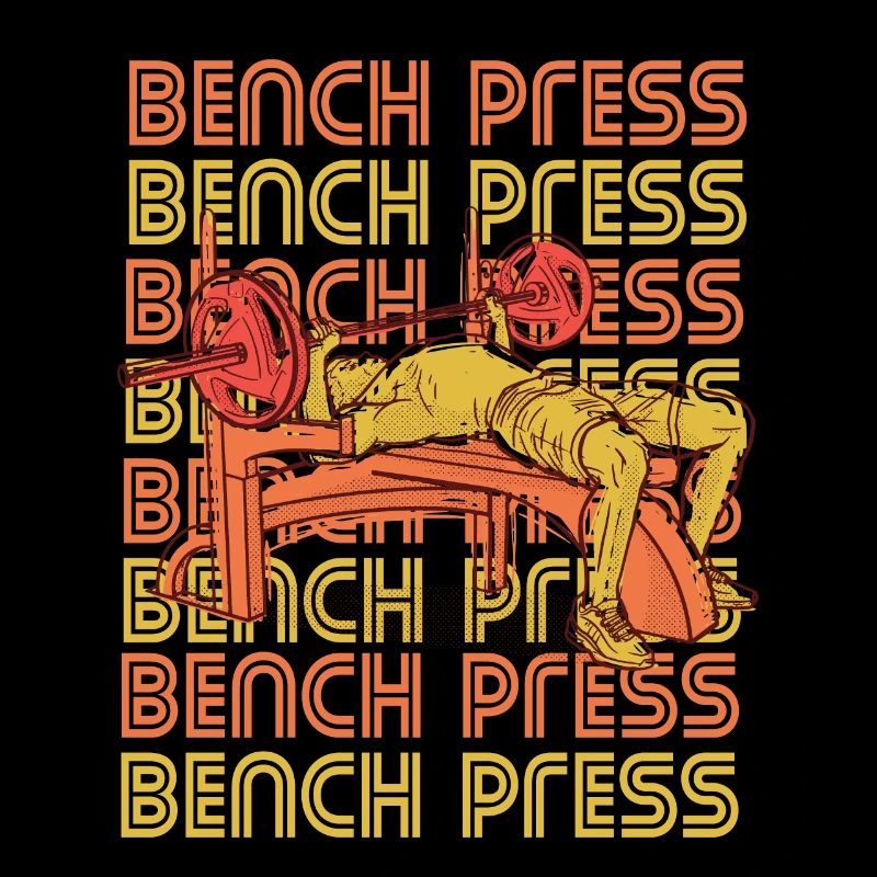 Bench Press Retro Gym Chest Workout Strength Training