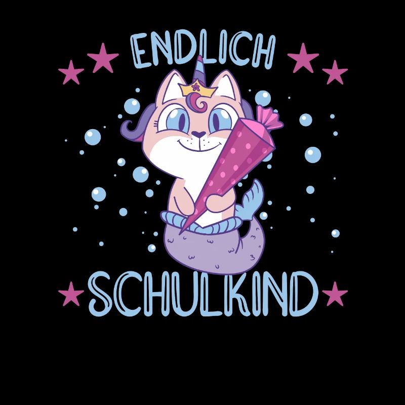 Meerjungfrau Katze Schule Einschulung Kindergarten