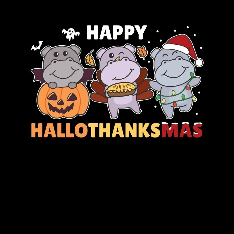 Joyeux Hallothanksmas Hippos Noël Hippopotame