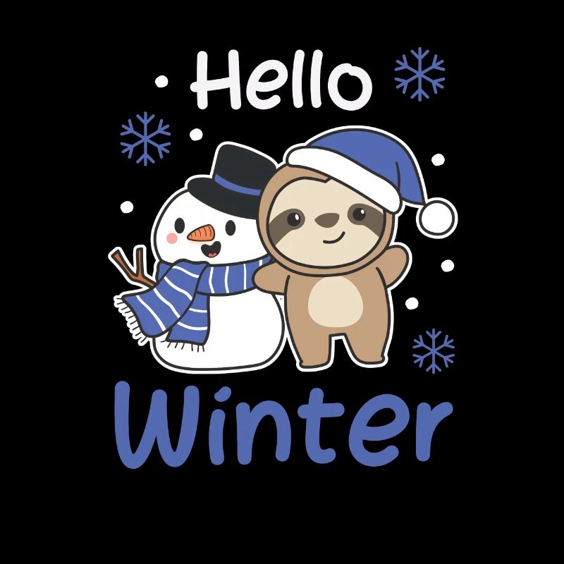 Sloth Hello Winter Snowman Snow Christmas
