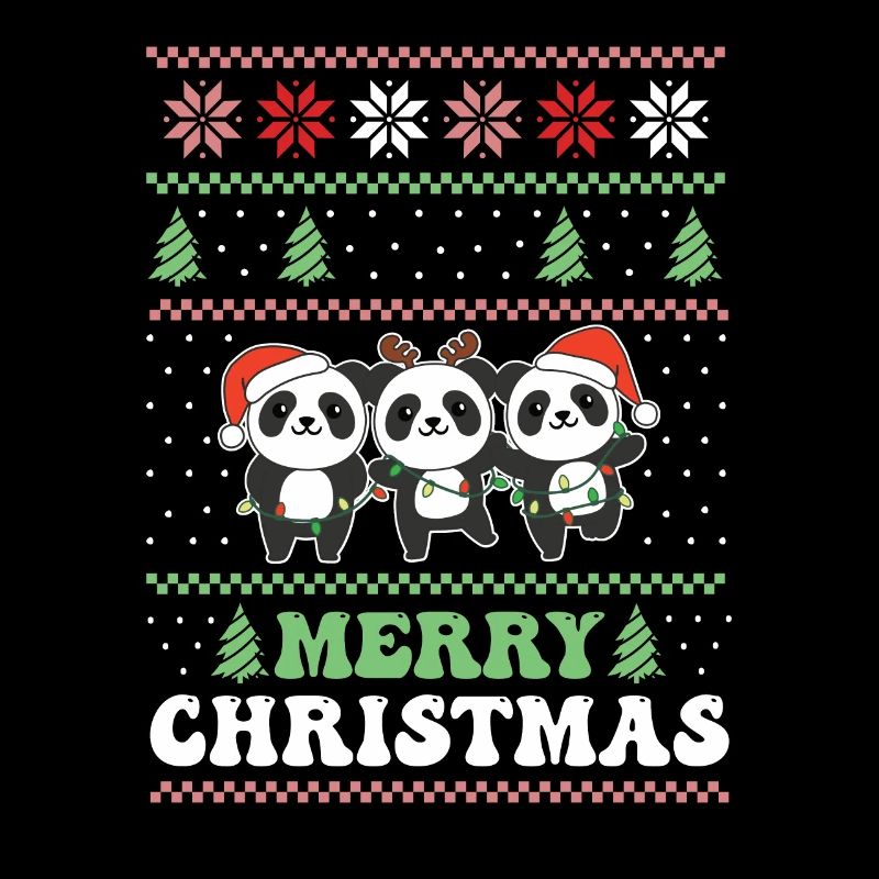 Joyeux Noël rétro moche Noël Panda