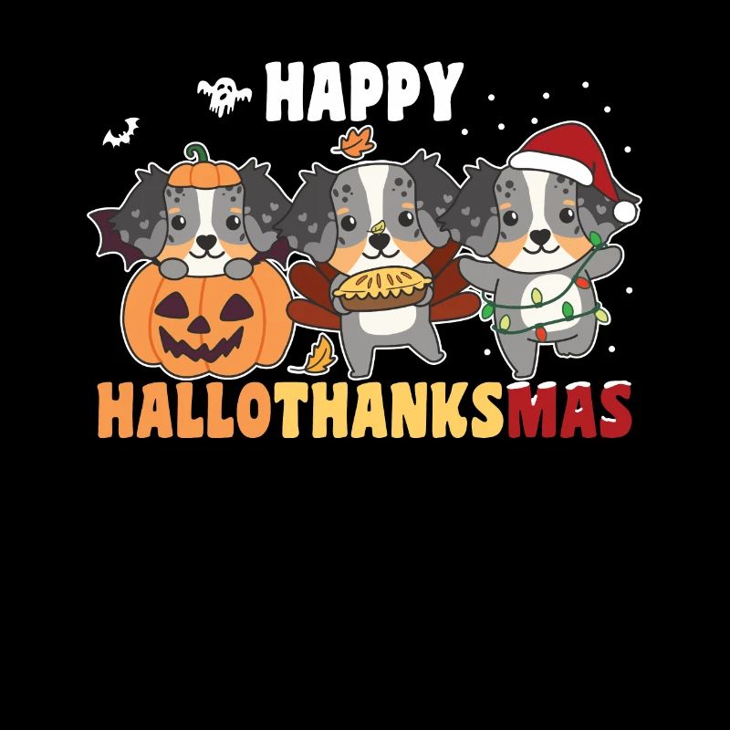 Happy Hallothanksmas Australian Shepherd