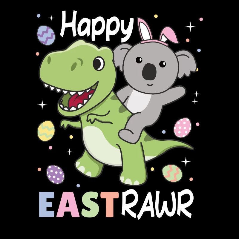 Koala with T-Rex Easter Estrawr Easter Wordplay