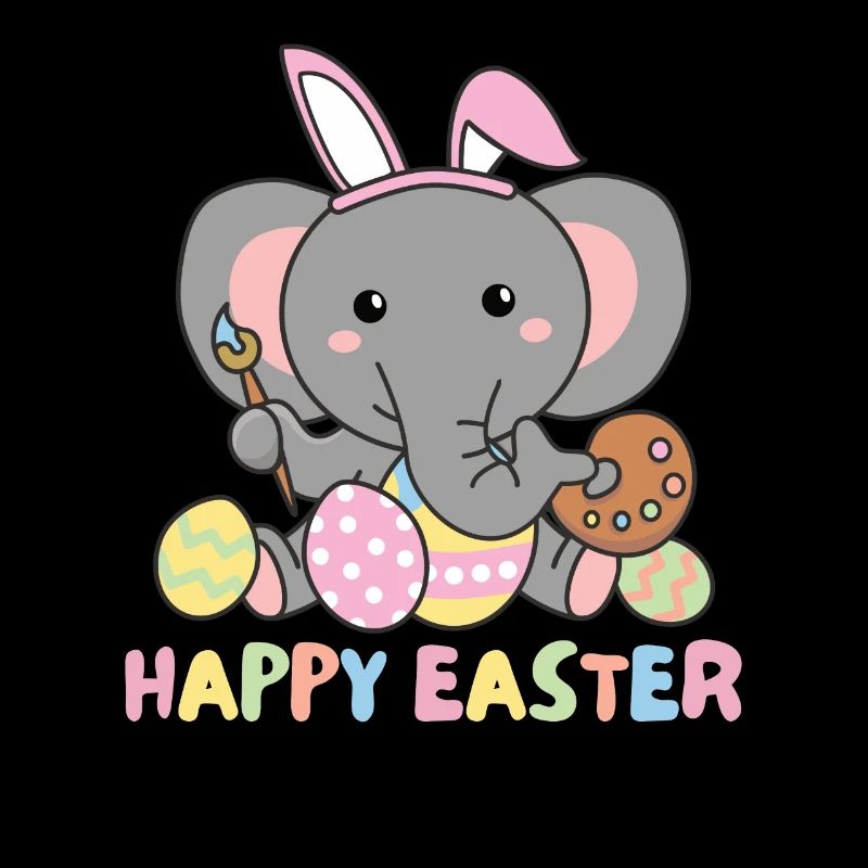 joyeuses Pâques éléphant doux Pâques avec œufs de Pâques