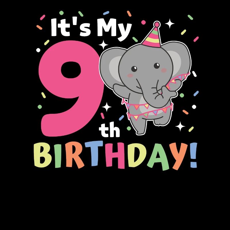 Eléphant pour les enfants de 9e anniversaire de neuf ans