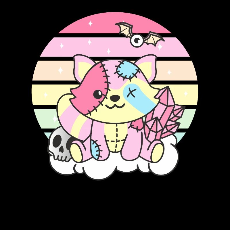 Kawaii Gothic Waschbär Pastellfarben Gothic